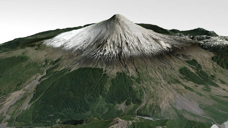 Mountain landscape Volcano Osorno Andes Mountains in Chile 3D Модель .c4d .max .obj .3ds .fbx .stl .blend 