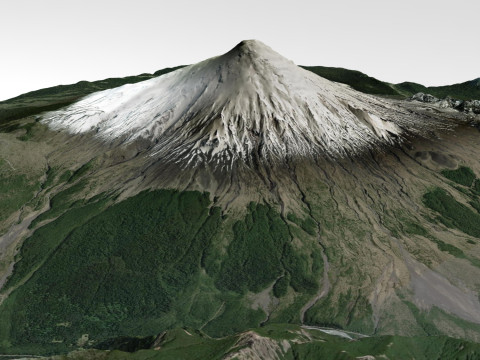 Mountain landscape Volcano Osorno Andes Mountains in Chile 3D Model