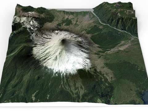 Paisaje de monta&ntilde;a Volc&aacute;n Osorno Cordillera de los Andes en Chile Modelo 3D