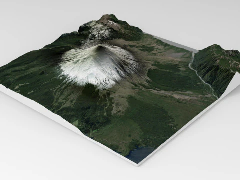 Paisaje de monta&ntilde;a Volc&aacute;n Osorno Cordillera de los Andes en Chile Modelo 3D