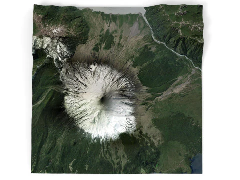Paisaje de monta&ntilde;a Volc&aacute;n Osorno Cordillera de los Andes en Chile Modelo 3D