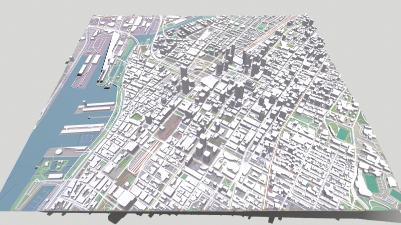 Cityscape Montreal Quebec Canada 3D Model .c4d .max .obj .3ds .fbx .stl .blend 