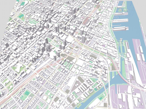 Cityscape Montreal Quebec Canada 3D Model