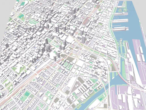 Cityscape Montreal Quebec Canada 3D Model
