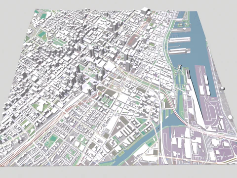 Cityscape Montreal Quebec Canada 3D Model
