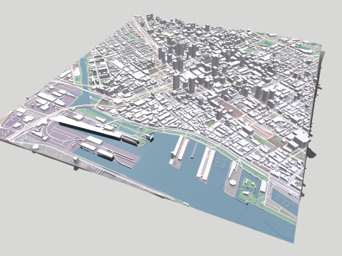 Cityscape Montreal Quebec Canada 3D Model