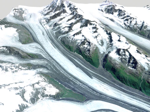 Paesaggio montano Ghiacciaio di Harvard Prince William Sound Alaska Modello 3D