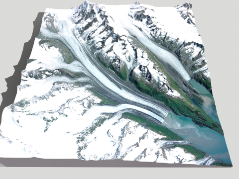 Mountain landscape Harvard Glacier Prince William Sound Alaska Model 3D