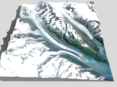 Paisagem montanhosa Geleira de Harvard Prince William Sound Alaska Modelo 3D