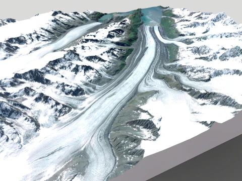 Paisagem montanhosa Geleira de Harvard Prince William Sound Alaska Modelo 3D