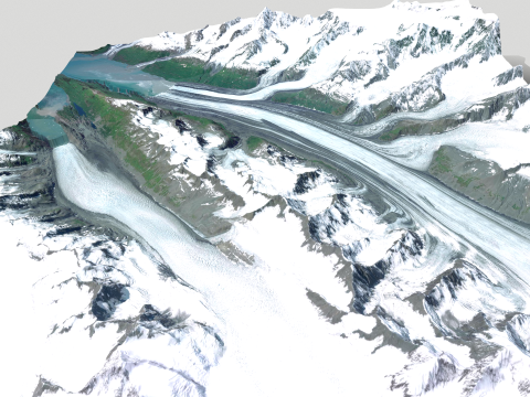 Mountain landscape Harvard Glacier Prince William Sound Alaska Model 3D