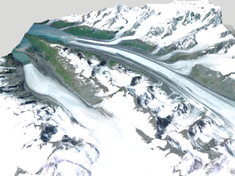Paisagem montanhosa Geleira de Harvard Prince William Sound Alaska Modelo 3D