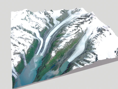 Paisagem montanhosa Geleira de Harvard Prince William Sound Alaska Modelo 3D