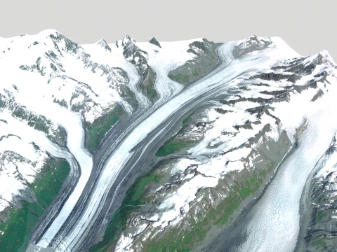 Paisagem montanhosa Geleira de Harvard Prince William Sound Alaska Modelo 3D