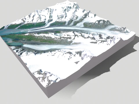 Paisagem montanhosa Geleira de Harvard Prince William Sound Alaska Modelo 3D