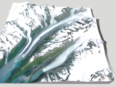 Mountain landscape Harvard Glacier Prince William Sound Alaska Model 3D