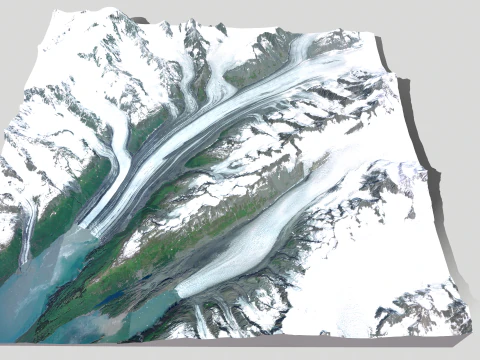 Paisagem montanhosa Geleira de Harvard Prince William Sound Alaska Modelo 3D
