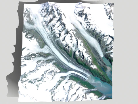 Paisagem montanhosa Geleira de Harvard Prince William Sound Alaska Modelo 3D