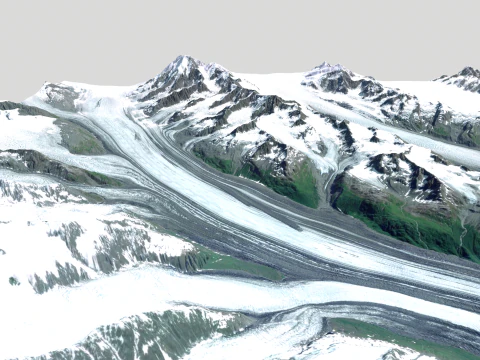 Paisagem montanhosa Geleira de Harvard Prince William Sound Alaska Modelo 3D