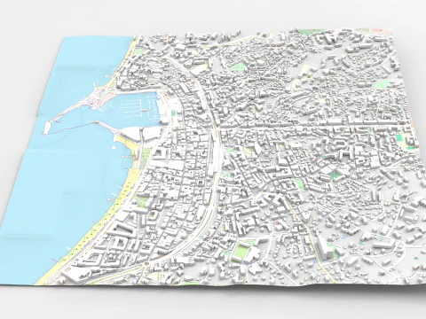 Pemandangan kota Cannes Perancis Model 3D