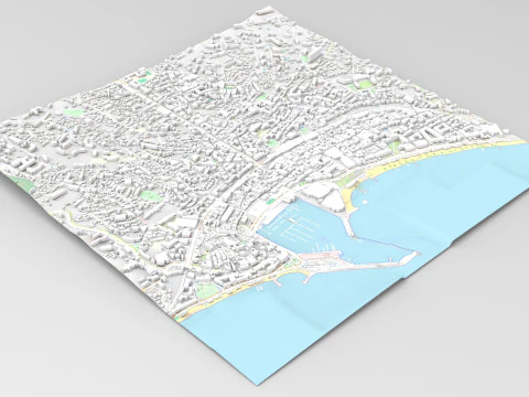 Pemandangan kota Cannes Perancis Model 3D
