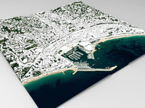 Pemandangan kota Cannes Perancis Model 3D