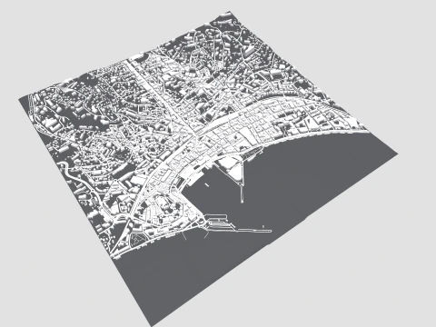 Pemandangan kota Cannes Perancis Model 3D