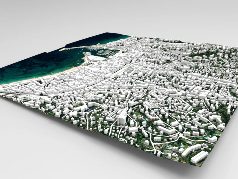 Pemandangan kota Cannes Perancis Model 3D