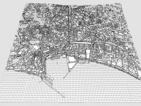 Pemandangan kota Cannes Perancis Model 3D