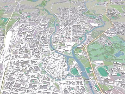 Cityscape Ceske Budejovice Czech Republic 3D Model