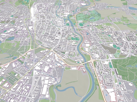 Cityscape Ceske Budejovice Czech Republic Modello 3D