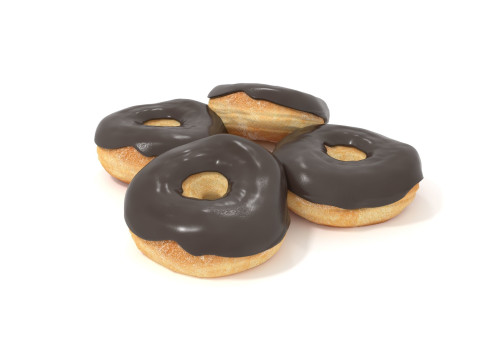 Donuts four chocolate glazed 3Dモデル