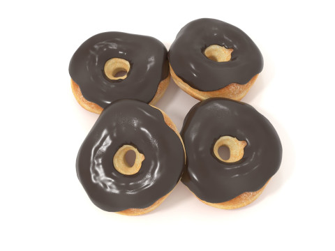 Donuts four chocolate glazed Model 3D