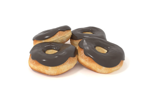 Donuts four chocolate glazed Model 3D