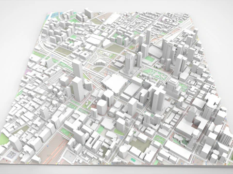 Modelo de impress&atilde;o 3D da paisagem urbana de Montreal Quebec Canad&aacute; Modelo 3D