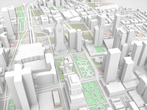 Modelo de impress&atilde;o 3D da paisagem urbana de Montreal Quebec Canad&aacute; Modelo 3D