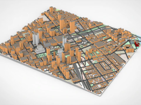 Modelo de impress&atilde;o 3D da paisagem urbana de Montreal Quebec Canad&aacute; Modelo 3D