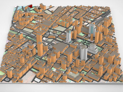Modelo de impress&atilde;o 3D da paisagem urbana de Montreal Quebec Canad&aacute; Modelo 3D