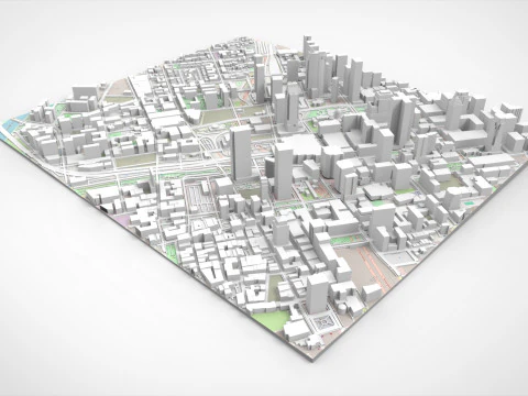 Modelo de impress&atilde;o 3D da paisagem urbana de Montreal Quebec Canad&aacute; Modelo 3D