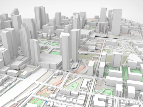 Modelo de impress&atilde;o 3D da paisagem urbana de Montreal Quebec Canad&aacute; Modelo 3D