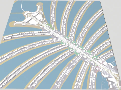The Palm Jumeirah Island Dubai UAE 3D Model