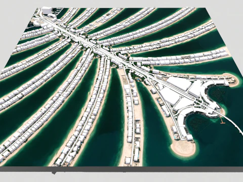 The Palm Jumeirah Island Dubai UAE 3D Model