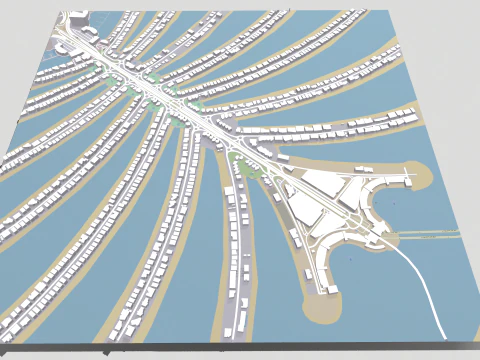 The Palm Jumeirah Island Dubai UAE 3D Model