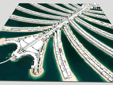 The Palm Jumeirah Island Dubai UAE 3D Model