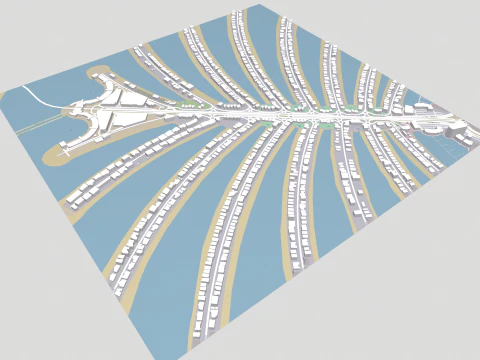 The Palm Jumeirah Island Dubai UAE 3D Model