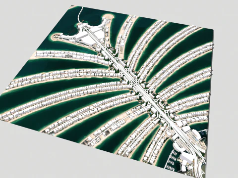 The Palm Jumeirah Island Dubai UAE 3D Model