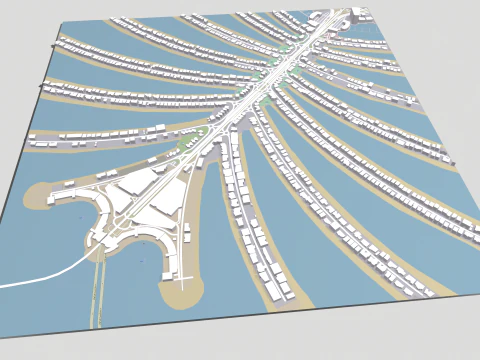 The Palm Jumeirah Island Dubai UAE 3D Model