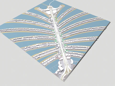 The Palm Jumeirah Island Dubai UAE 3D Model