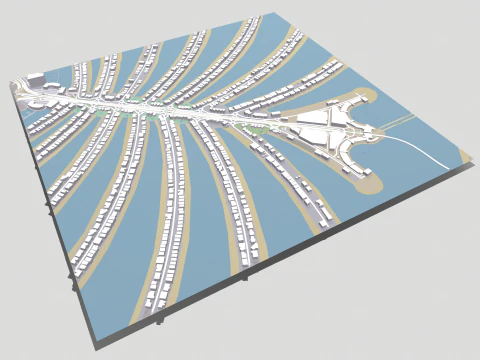 The Palm Jumeirah Island Dubai UAE 3D Model