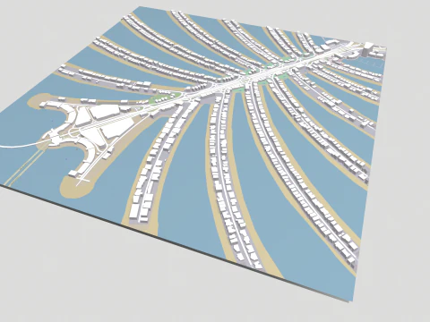 The Palm Jumeirah Island Dubai UAE 3D Model